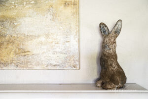 McCarty Rabbit on Mantle still-life photo for sale