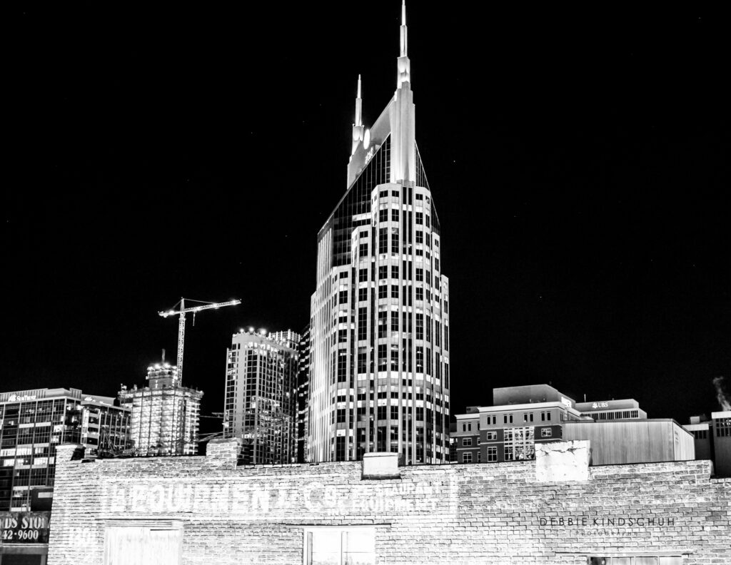 Nashville skyline black and white photo for sale