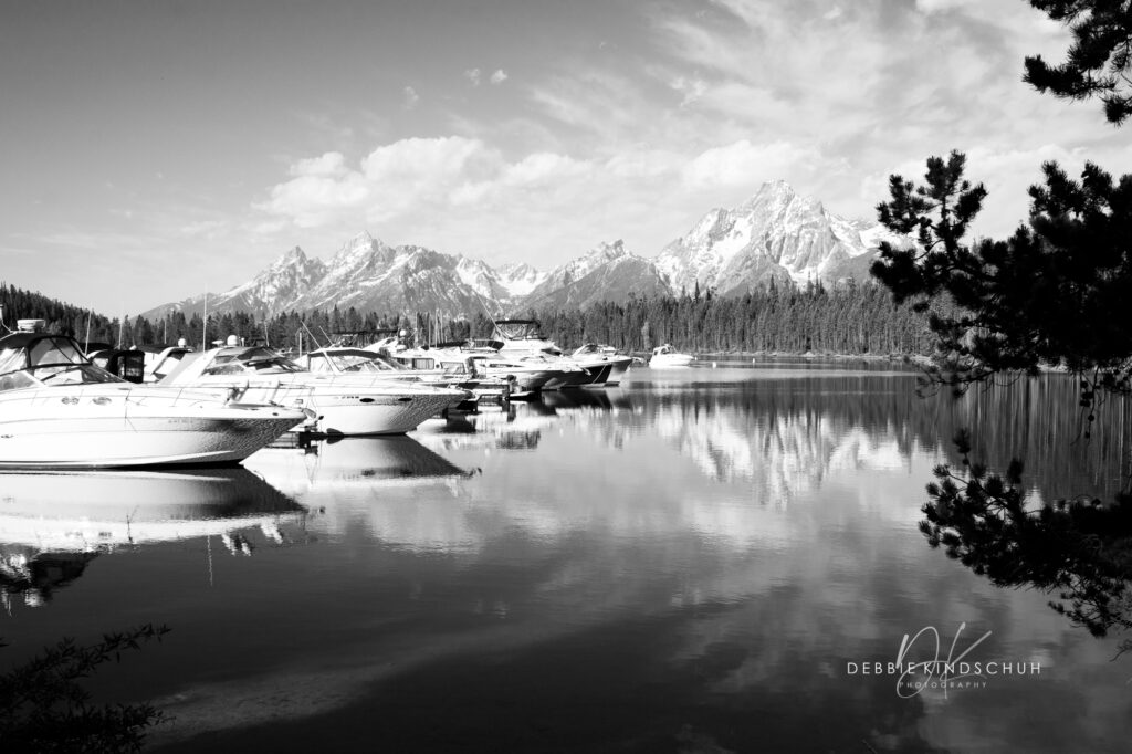 Grand Teton boats B&W photo for sale