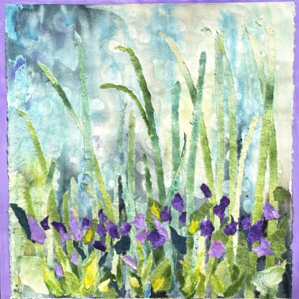 Siberian Iris torn paper collage